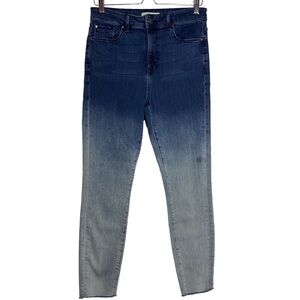 Fidelity Denim Luna Drop Ultra High Rise Ankle Skinny Ombre Dark Light Blue 30